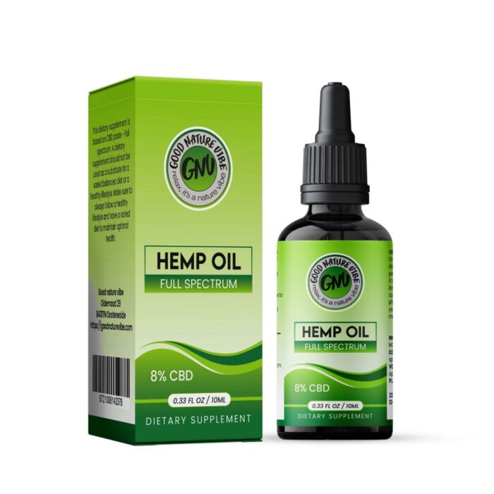 CBD olie full spectrum 8% 10ml cannabidiol hemp olie oil fles + verpakking