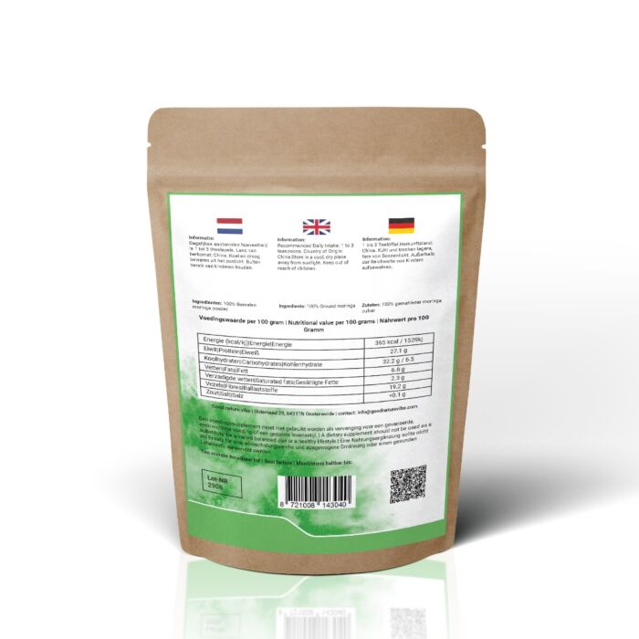 Moringa poeder powder 100 g back thee Moringa poeder powder 100 g back thee